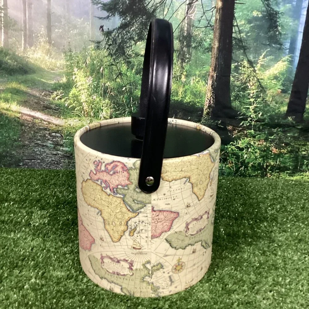 Vintage World Map Ice Bucket Retro